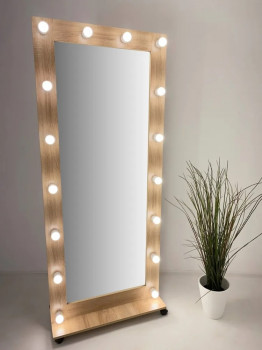 Гримерное зеркало с подсветкой на подставке 180х80 Дуб Сонома