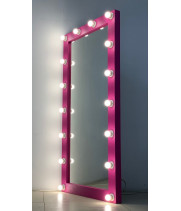 Розовое гримерное зеркало в пол с подсветкой 160х80 см